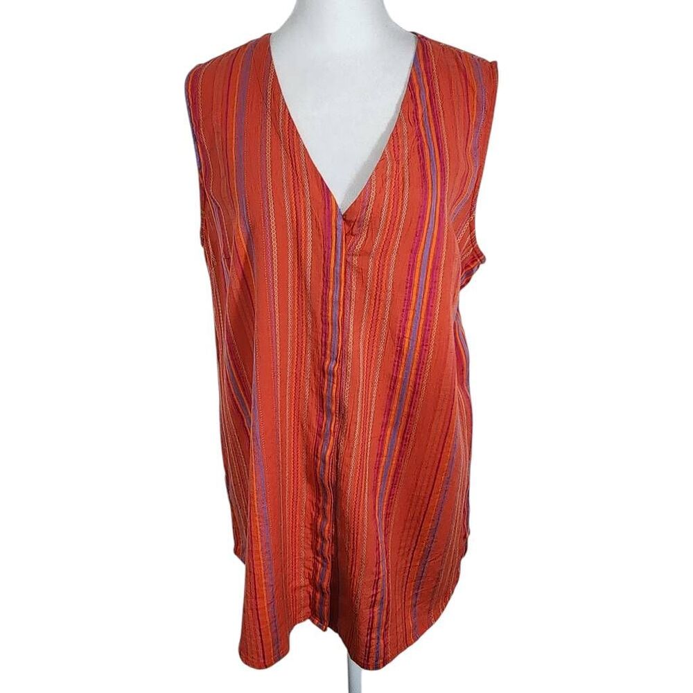 Kut from the Kloth Red Striped Sleeveless Top NWOT Size Medium Red Button-Up Top